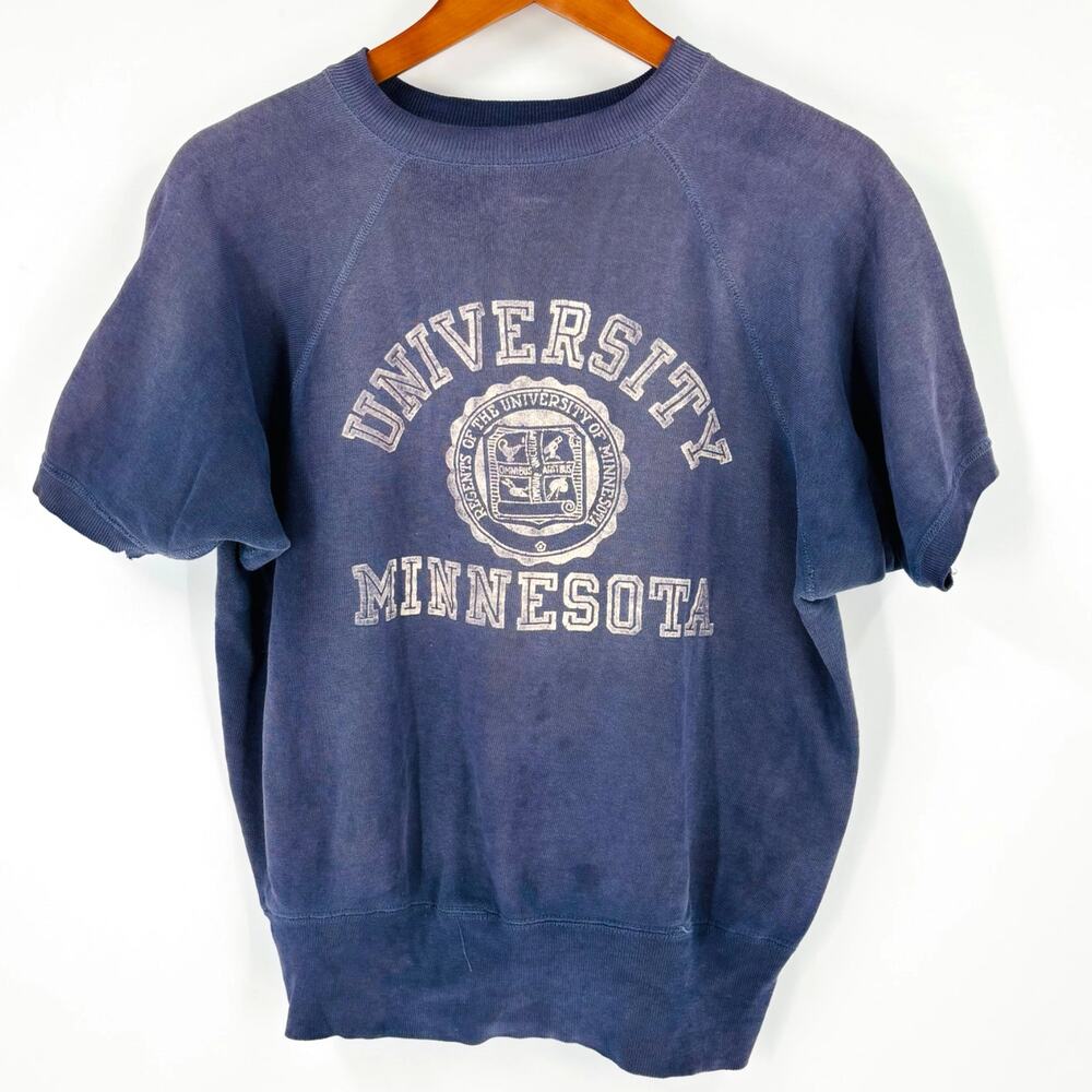 Vintage 1960’s Champion Sweatshirt Flock Print Sz Medium University Of Minnesota